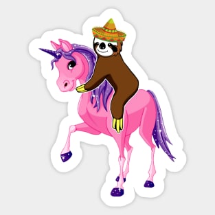 Sloth rides Unicorn Cinco de mayo Sticker